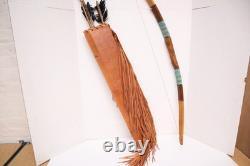 Atq NATIVE AMERICAN INDIAN HAND CRAFTED Beaded BOW AND ARROW W QUIVER