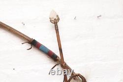 Atq NATIVE AMERICAN INDIAN HAND CRAFTED Beaded BOW AND ARROW WALL HANGING