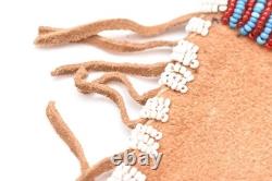 Atq Native American Sioux Beaded Leather Tobacco Bag, Medicine Pouch Vtg