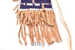 Atq Native American Sioux Beaded Leather Tobacco Bag, Medicine Pouch Vtg