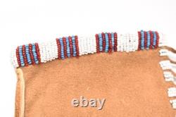 Atq Native American Sioux Beaded Leather Tobacco Bag, Medicine Pouch Vtg