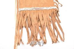 Atq Native American Sioux Beaded Leather Tobacco Bag, Medicine Pouch Vtg