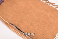 Atq Native American Sioux Beaded Leather Tobacco Bag, Medicine Pouch Vtg