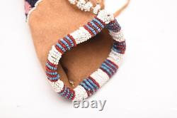 Atq Native American Sioux Beaded Leather Tobacco Bag, Medicine Pouch Vtg