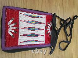 Authentic Native American Beaded Bag Purse Stunning Detailed Hand Made Design