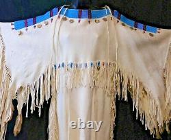 Authentic Native American Ceremonial Beaded Buckskin Dress Amazing