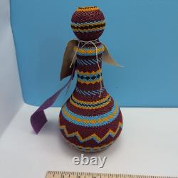 Award Winning Jicarilla Apache Beaded Bottle Vessel Provenance Native American