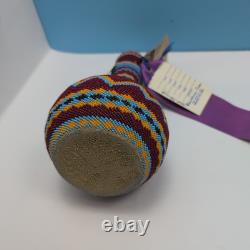 Award Winning Jicarilla Apache Beaded Bottle Vessel Provenance Native American