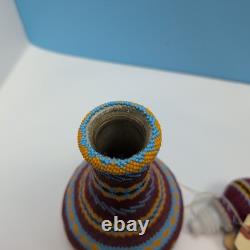 Award Winning Jicarilla Apache Beaded Bottle Vessel Provenance Native American