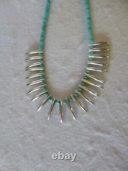 Awesome Turquoise and 925 Silver Bear Claw Native American Southwestern Necklace