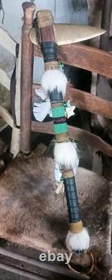 Awesome Vintage Native American Iron Spiked Tomahawk Beaded Quality