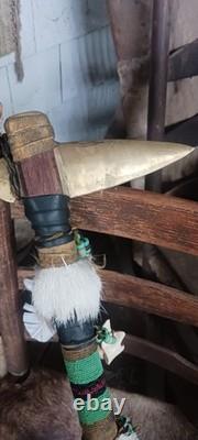 Awesome Vintage Native American Iron Spiked Tomahawk Beaded Quality