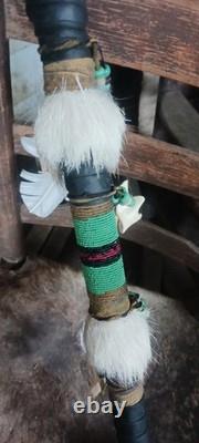 Awesome Vintage Native American Iron Spiked Tomahawk Beaded Quality