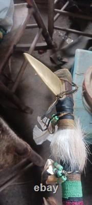 Awesome Vintage Native American Iron Spiked Tomahawk Beaded Quality