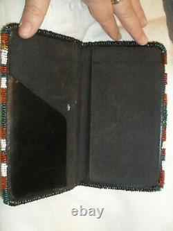 BRILLIANT! Native American beaded SPARKLING STAR QUILT wallet checkbook cover