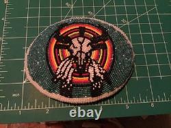 Beaded Buckskin Native American Indian Belt Buckle Buffalo Seed Bead Southwest