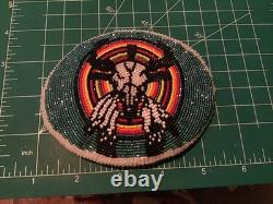 Beaded Buckskin Native American Indian Belt Buckle Buffalo Seed Bead Southwest
