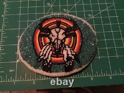 Beaded Buckskin Native American Indian Belt Buckle Buffalo Seed Bead Southwest