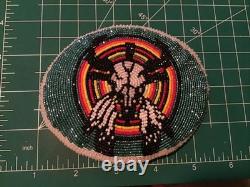 Beaded Buckskin Native American Indian Belt Buckle Buffalo Seed Bead Southwest