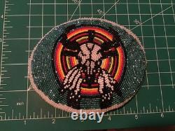 Beaded Buckskin Native American Indian Belt Buckle Buffalo Seed Bead Southwest