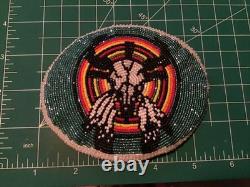 Beaded Buckskin Native American Indian Belt Buckle Buffalo Seed Bead Southwest