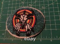 Beaded Buckskin Native American Indian Belt Buckle Buffalo Seed Bead Southwest