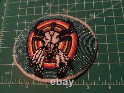 Beaded Buckskin Native American Indian Belt Buckle Buffalo Seed Bead Southwest