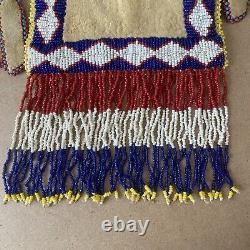 Beaded Deerskin Suede Pouch Native American Indian Apache Fringe No Wear or Soil