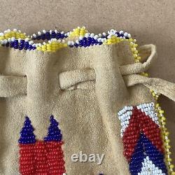 Beaded Deerskin Suede Pouch Native American Indian Apache Fringe No Wear or Soil