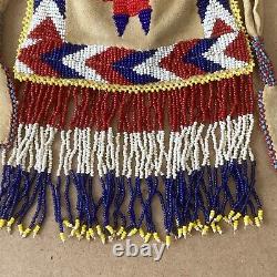 Beaded Deerskin Suede Pouch Native American Indian Apache Fringe No Wear or Soil