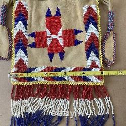 Beaded Deerskin Suede Pouch Native American Indian Apache Fringe No Wear or Soil