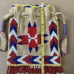 Beaded Deerskin Suede Pouch Native American Indian Apache Fringe No Wear or Soil