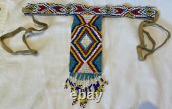 Beaded Native American Chest Plate Necklace Choker, Euc