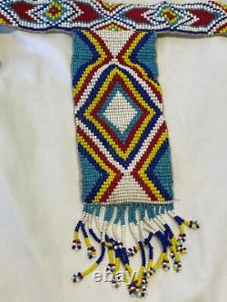 Beaded Native American Chest Plate Necklace Choker, Euc