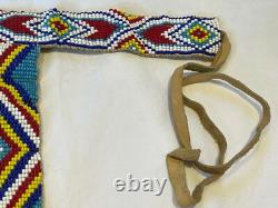 Beaded Native American Chest Plate Necklace Choker, Euc