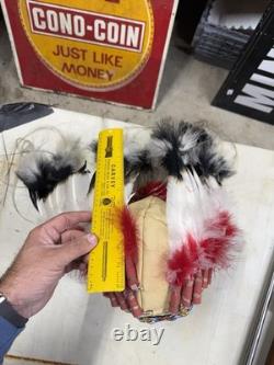 Beaded Native American Head Dress Signed By Wondering Deer