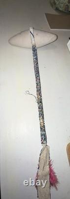 Beaded Native American Sioux Ceremonial Tomahawk Skull Crusher-damaged beads