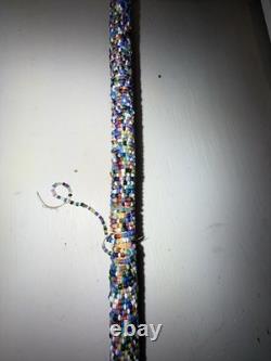 Beaded Native American Sioux Ceremonial Tomahawk Skull Crusher-damaged beads