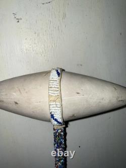 Beaded Native American Sioux Ceremonial Tomahawk Skull Crusher-damaged beads