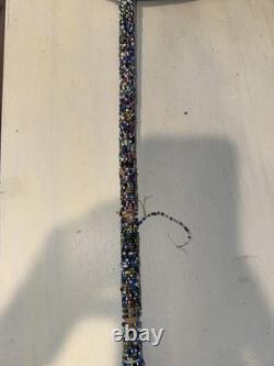 Beaded Native American Sioux Ceremonial Tomahawk Skull Crusher-damaged beads
