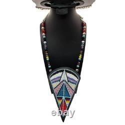 Beaded Necklace Native American Geometric Pendant Pow Wow Dance Beads Handmade