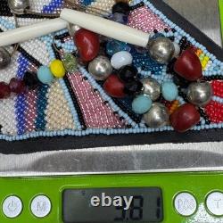 Beaded Necklace Native American Geometric Pendant Pow Wow Dance Beads Handmade