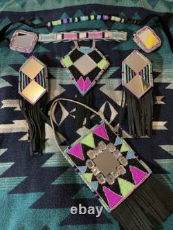 Beaded Pow Wow Set Regalia For Girls Headband Neck Drop Hairties Earrings Purse