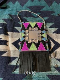 Beaded Pow Wow Set Regalia For Girls Headband Neck Drop Hairties Earrings Purse