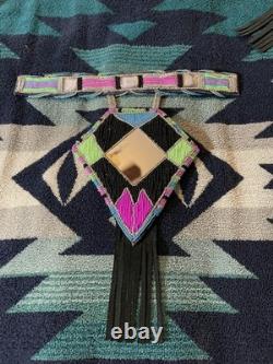 Beaded Pow Wow Set Regalia For Girls Headband Neck Drop Hairties Earrings Purse