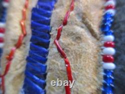 Beaded Quilled Leather Knife Sheath, Native American Parfleche Lined Buf-01887