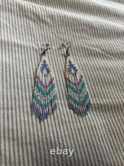 Beaded Wool Hat & Earrings