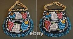 Beautiful 19th Century Native American Iroquois 2 Sided Beaded Bag Pouch