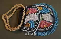 Beautiful 19th Century Native American Iroquois 2 Sided Beaded Bag Pouch