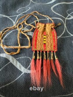 Beautiful Native American Beaded Leather Tobacco Bag, Medicine / Indian Pouch